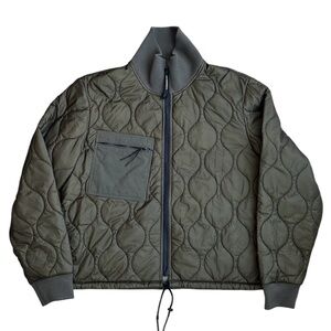 CP Company Khaki Friends & Family Opaque Quilted Spellout Embroiderd Jacket